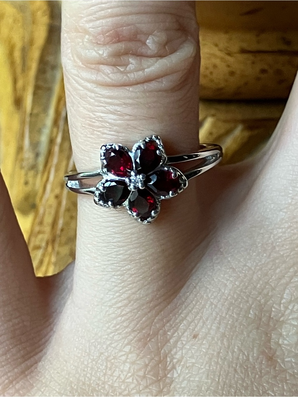 Ant Hill Garnet Moissanite Ring Size 6.75